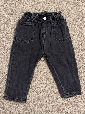 Zara Black Paperbag Waist Denim Pants for Kids